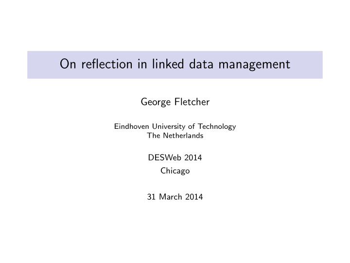 on reflection in linked data management