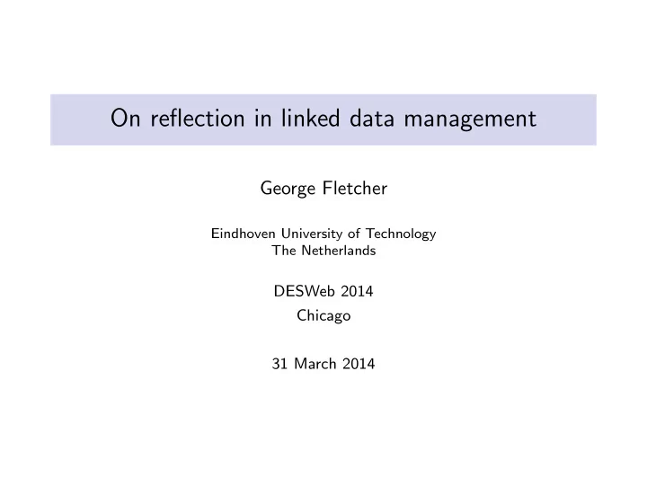 on reflection in linked data management