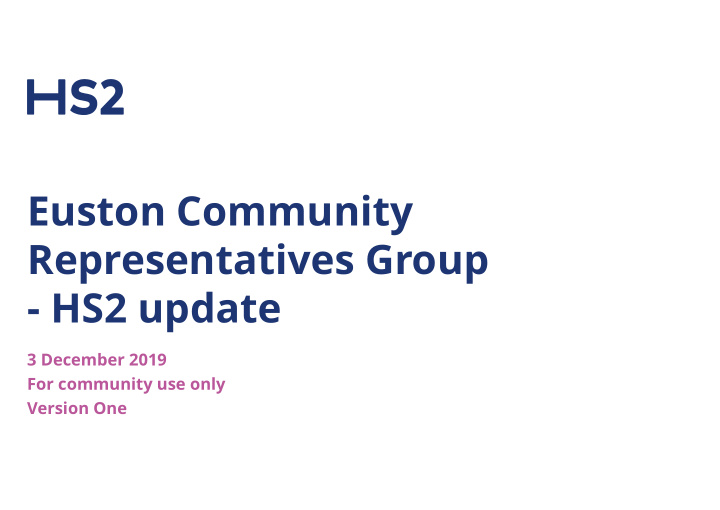 euston community representatives group hs2 update