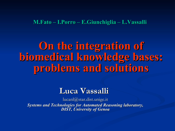 on the integration of on the integration of biomedical
