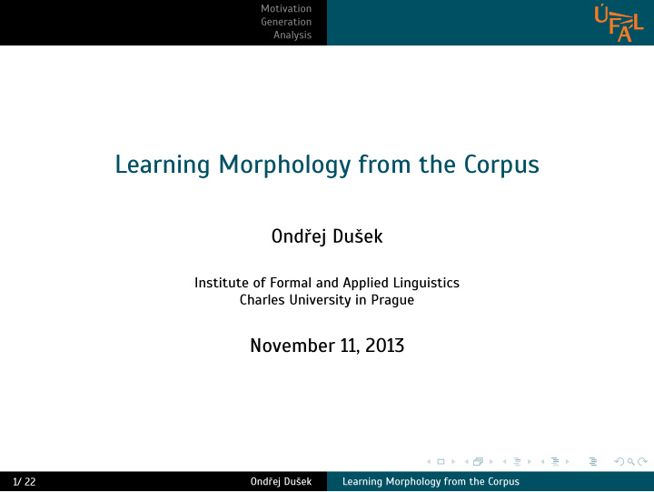 learning morphology from the corpus