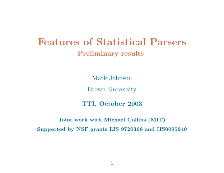 features of statistical parsers