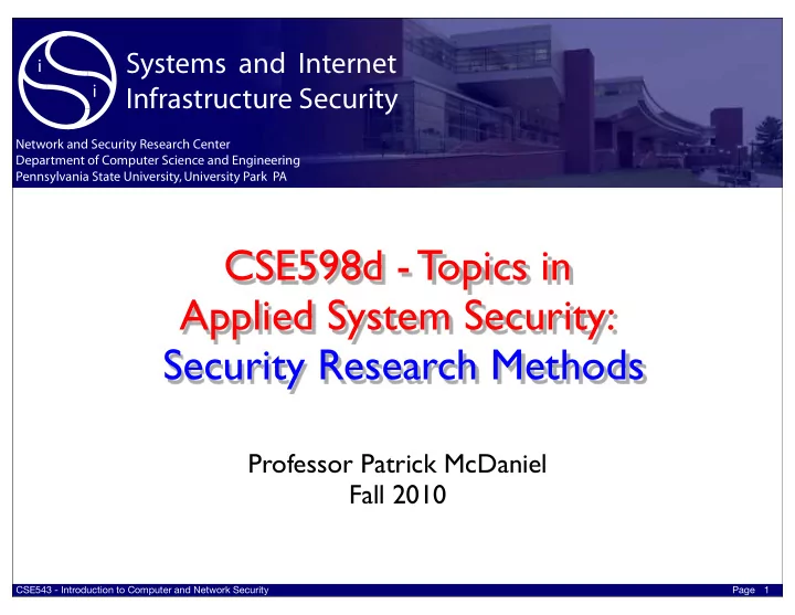 cse598d topics in applied system security security