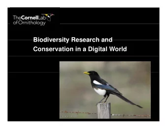 Biodiversity Research and  Biodiversity Research and  Conservation in a Digital World