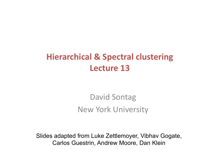 hierarchical spectral clustering lecture 13