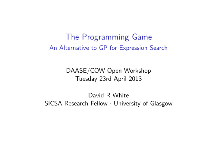 the programming game