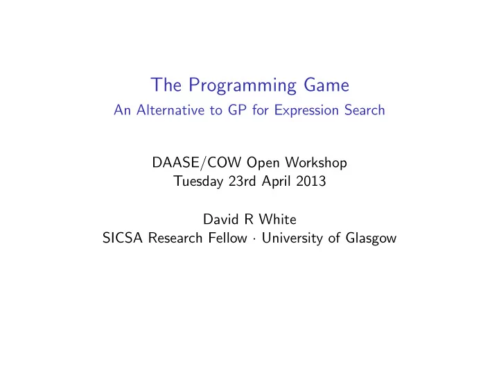 the programming game