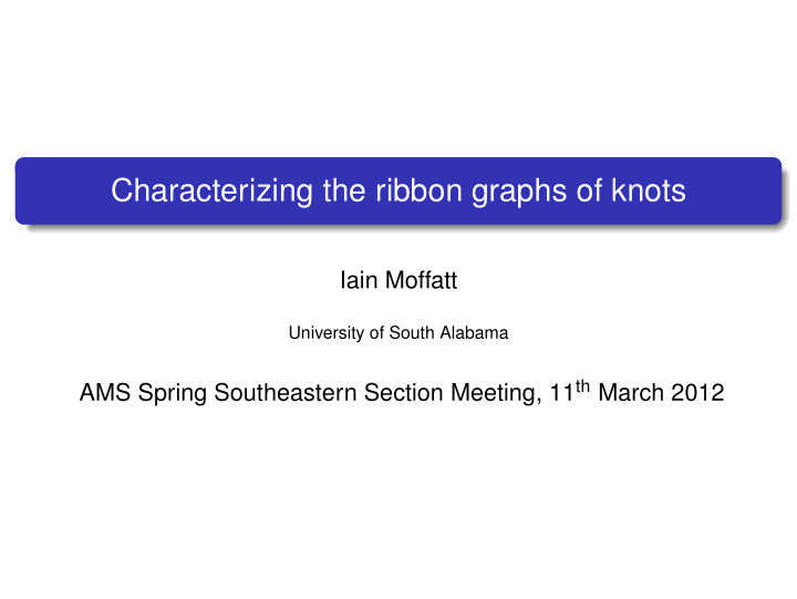 characterizing the ribbon graphs of knots