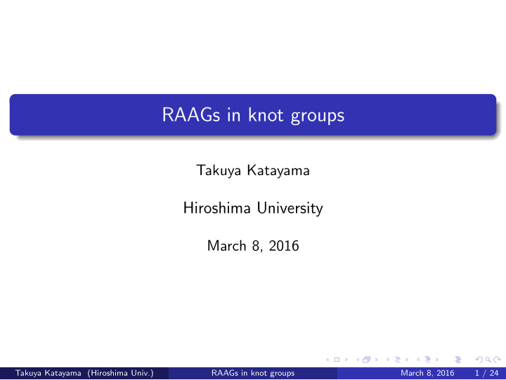 raags in knot groups