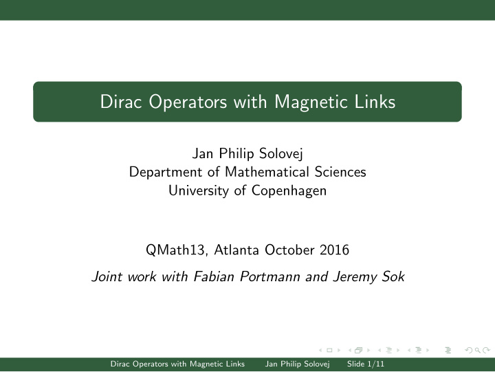 dirac operators with magnetic links