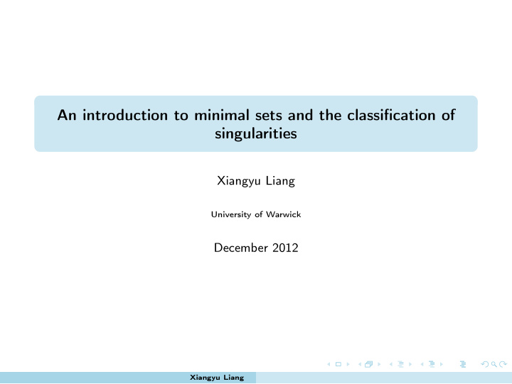 an introduction to minimal sets and the classification of