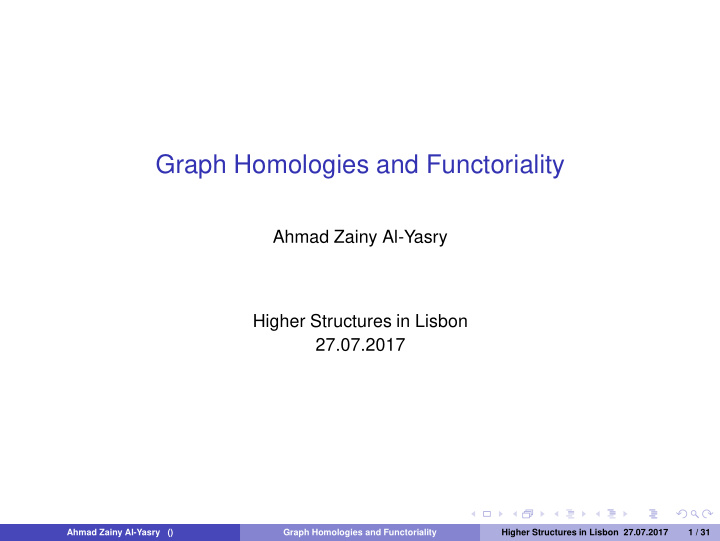 graph homologies and functoriality