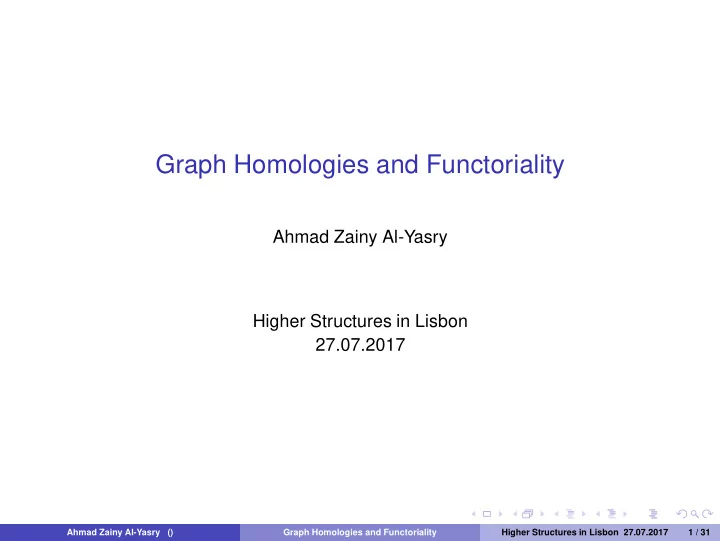 graph homologies and functoriality