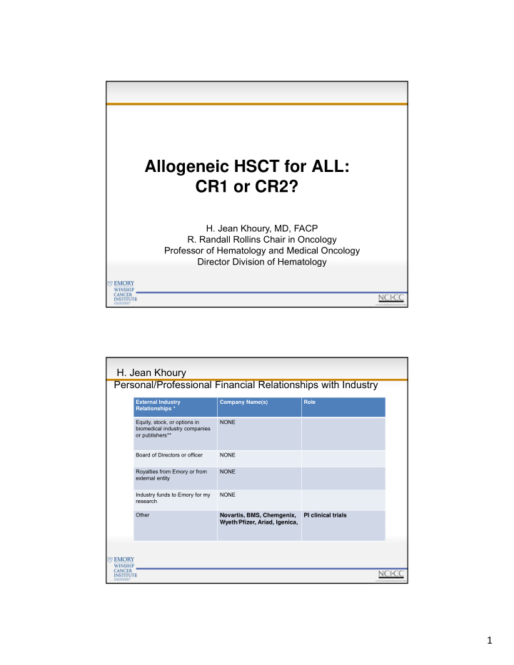 allogeneic hsct for all cr1 or cr2