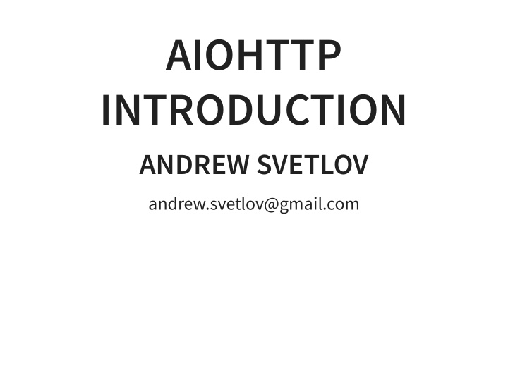 aiohttp introduction