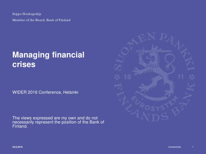 managing financial crises