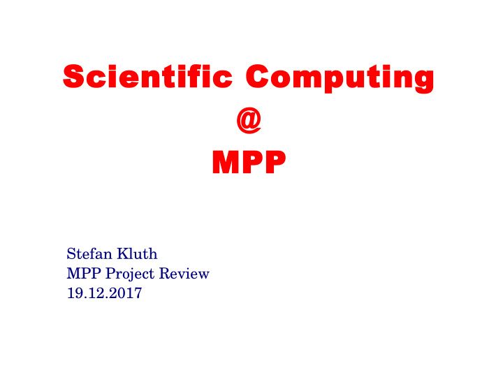 scientific computing mpp