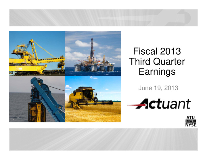 fiscal 2013 fiscal 2013 third quarter earnings earnings