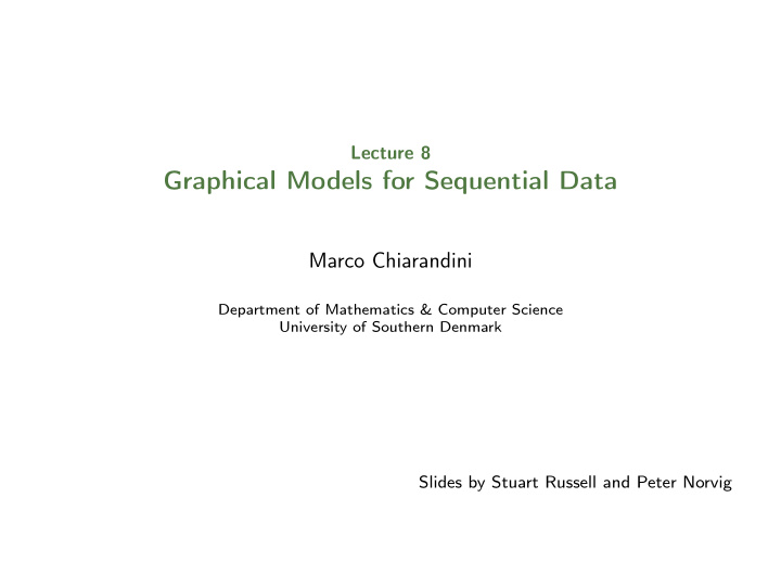 graphical models for sequential data