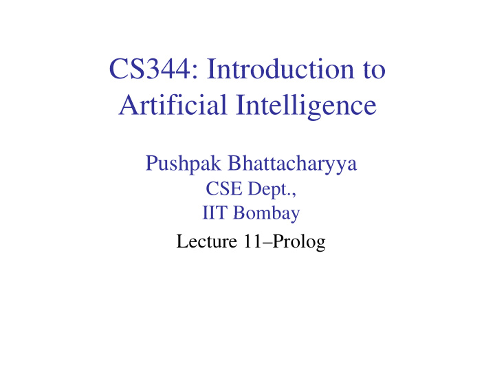 cs344 introduction to cs344 introduction to artificial