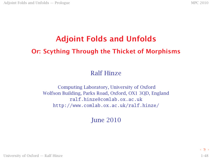 adjoint folds and unfolds