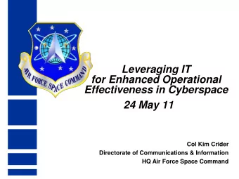 HQ Air Force Space Command  Air Force Space Command  Lead USAF Major Command for Cyberspace