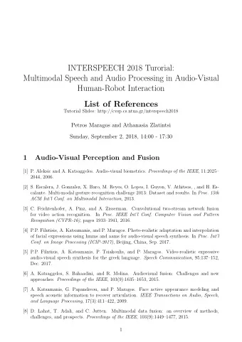 INTERSPEECH 2018 Turorial:  Multimodal Speech and Audio Processing in Audio-Visual  Human-Robot