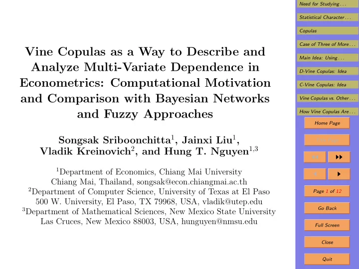 vine copulas as a way to describe and