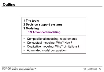 Outline  1 The topic  2 Decision support systems  3 Modeling  3.3 Advanced modeling
