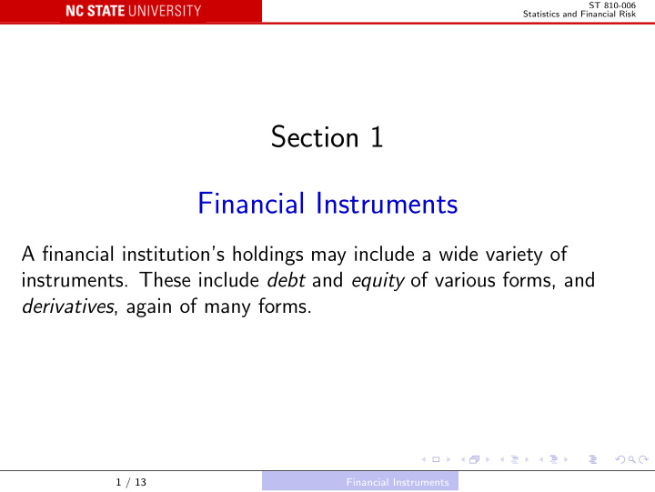 section 1 financial instruments