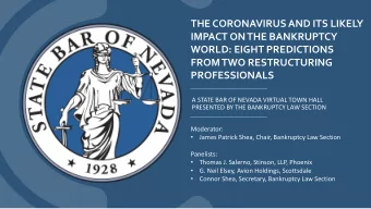THE CORONAVIRUS AND ITS LIKELY  IMPACT ON THE BANKRUPTCY  WORLD: EIGHT PREDICTIONS  FROM TWO