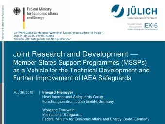 Joint Research and Development   Member States Support Programmes (MSSPs)  as a Vehicle for the