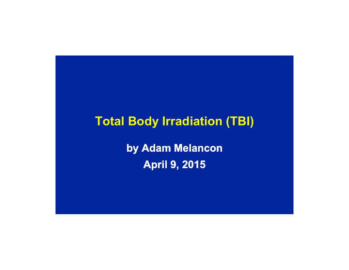 total body irradiation tbi