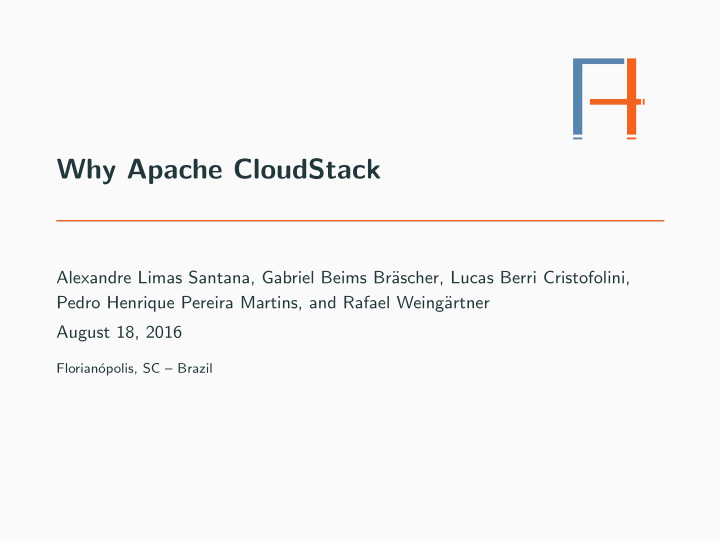 why apache cloudstack