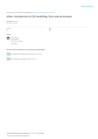 slides: Introduction to CGE modelling: Facts and an Instance Presentation  May 2020  DOI:
