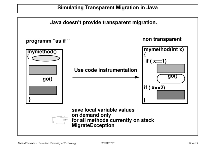 simulating transparent migration in java java doesn t