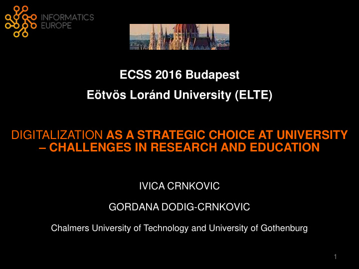 ecss 2016 budapest e tv s lor nd university elte