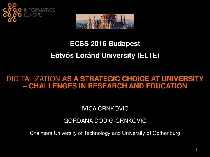 ecss 2016 budapest e tv s lor nd university elte