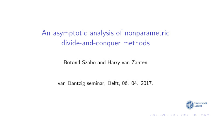 an asymptotic analysis of nonparametric divide and