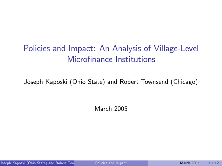 policies and impact an analysis of village level micro