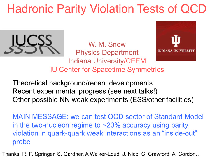 hadronic parity violation tests of qcd