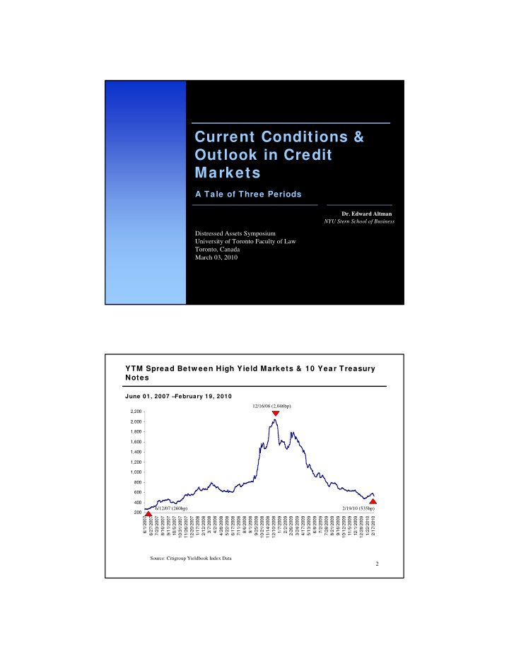 current conditions outlook in credit markets