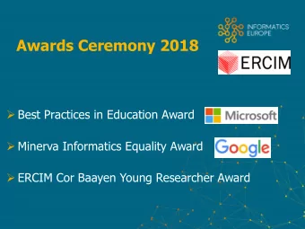 Awards Ceremony 2018  Best Practices in Education Award  Minerva Informatics Equality Award