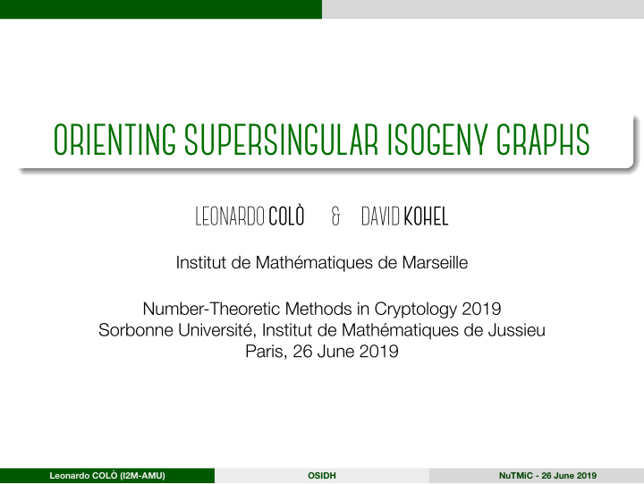 orienting supersingular isogeny graphs