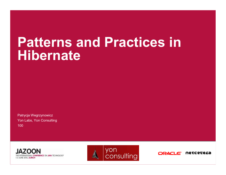 patterns and practices in hibernate