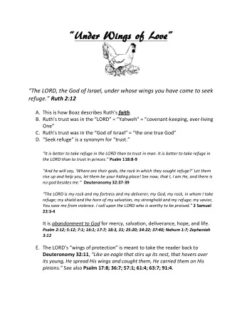 Un  Under  der Wi  Wing  ngs  s of  of Love ove   The LORD, the God of Israel, under