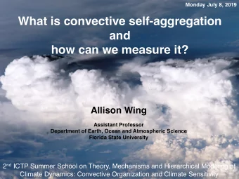 What is convective self-aggregation  and  how can we measure it?  Allison Wing  Assistant Professor