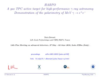 HARPO A gas TPC active target for high-performance  -ray astronomy Demonstration of the