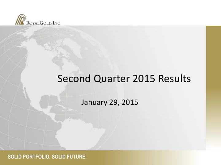 second quarter 2015 results