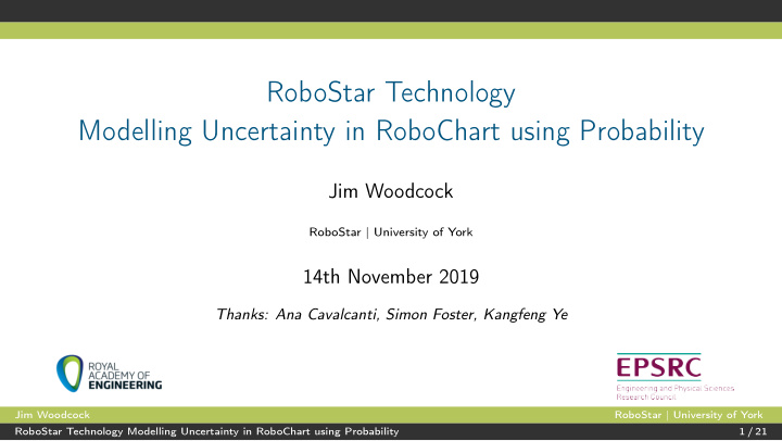 robostar technology modelling uncertainty in robochart